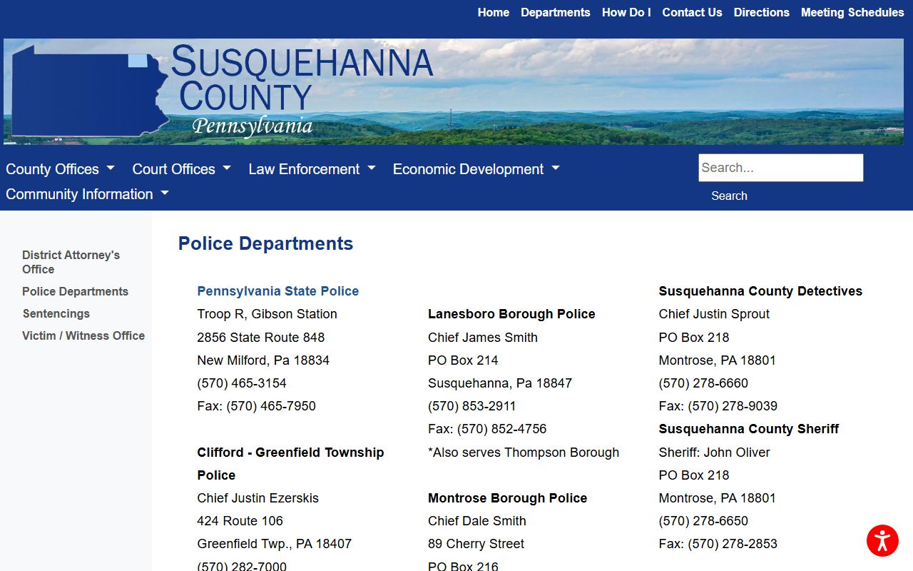 Susquehanna County arrest records police department and charge records source