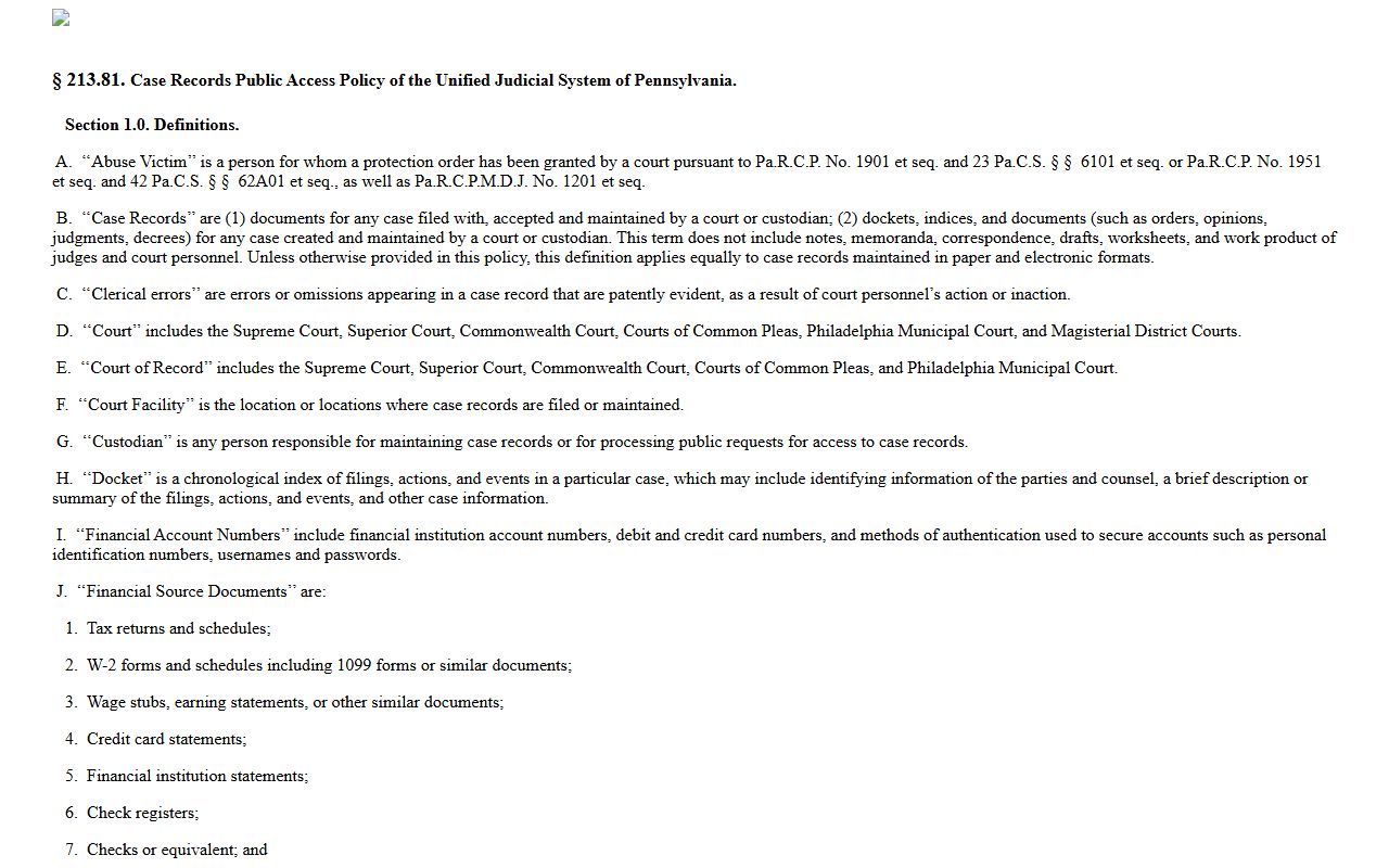 Susquehanna County court records UJS case public access policy screenshot