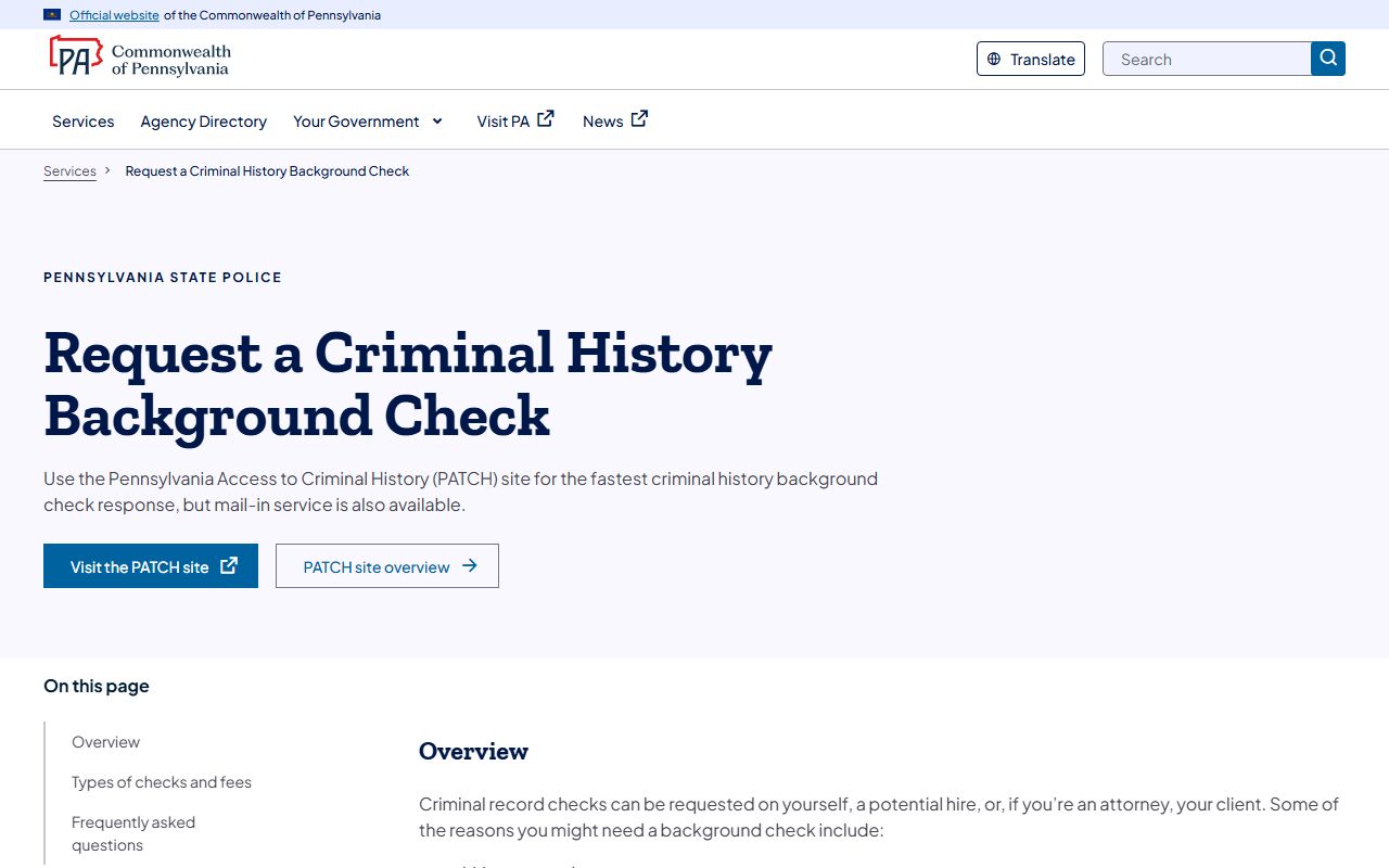 Susquehanna County criminal court records PSP background check service