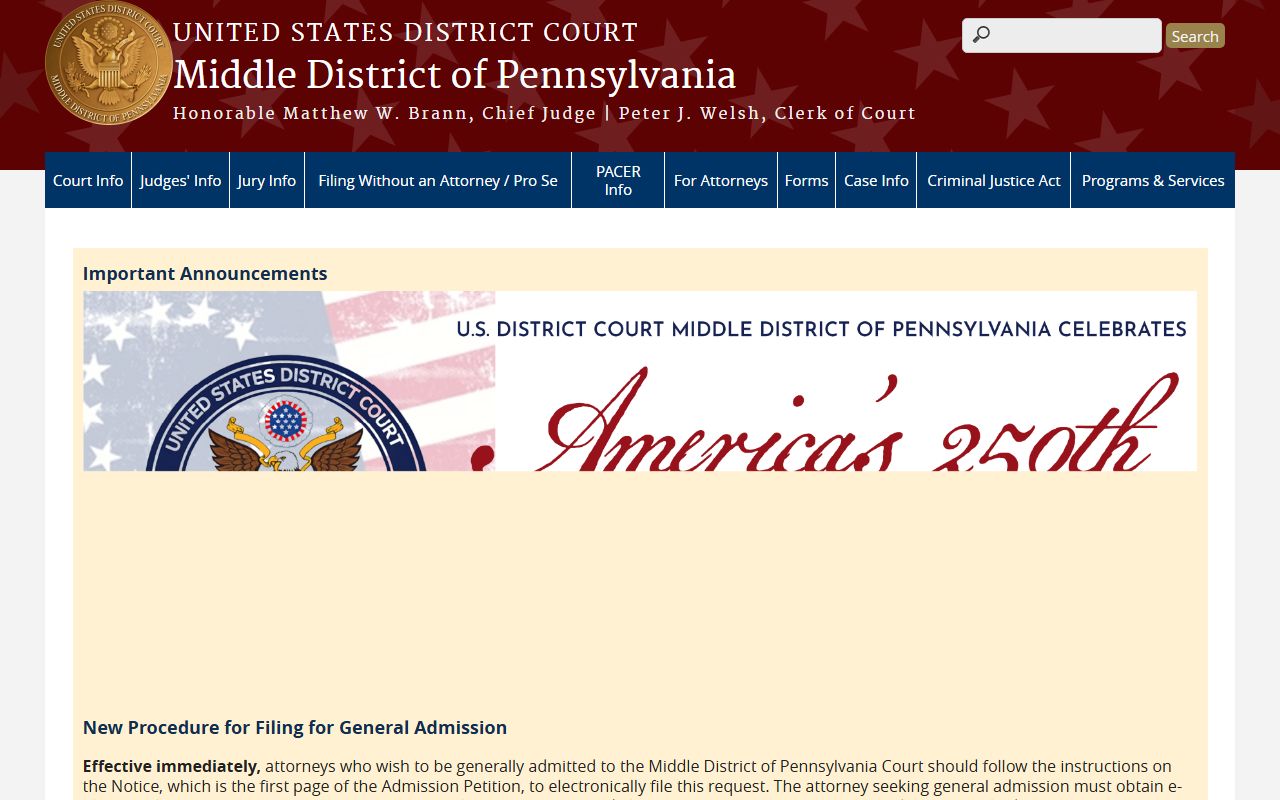 Susquehanna County federal court records Middle District of Pennsylvania