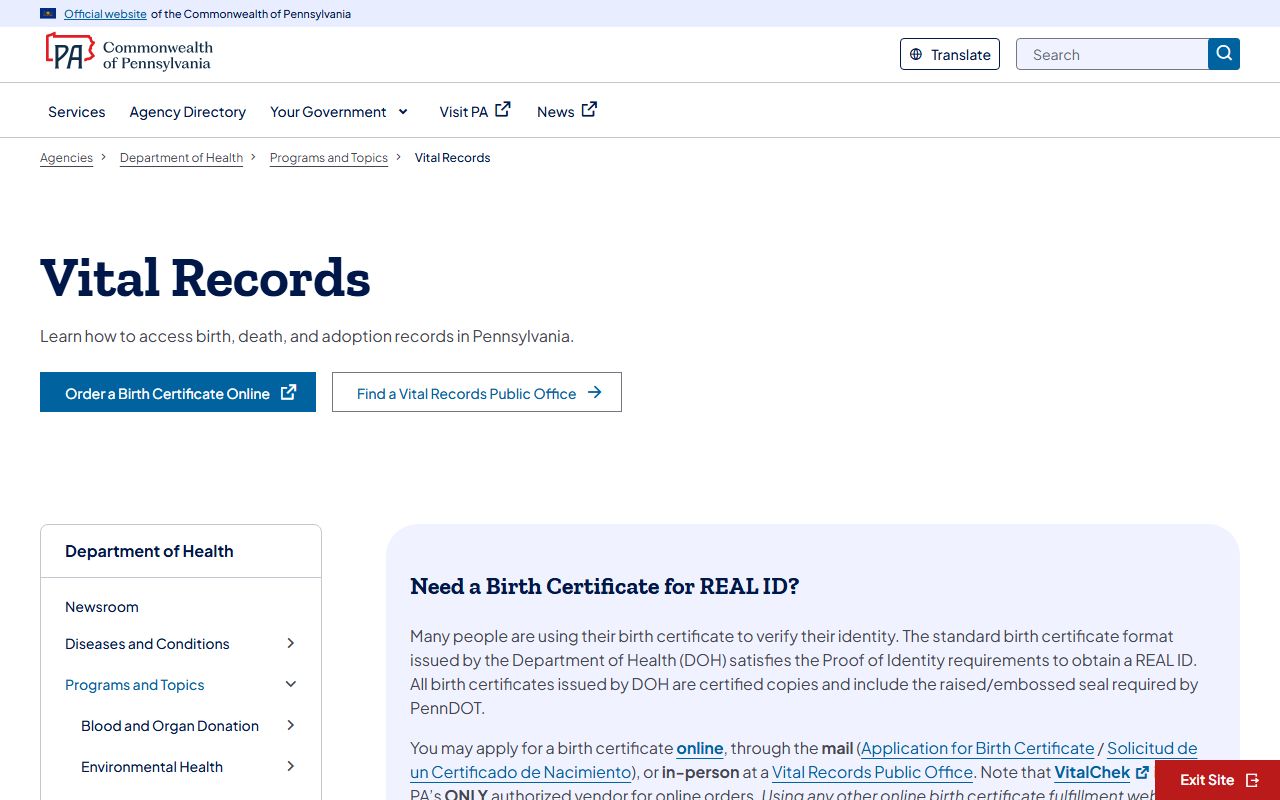 Susquehanna County marriage and divorce records Pennsylvania vital records page