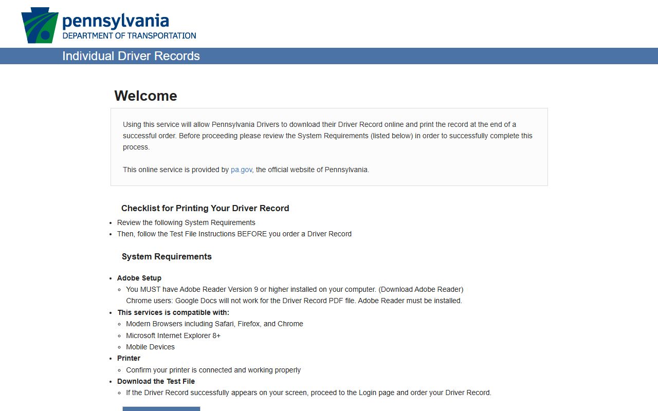 Susquehanna County traffic court records PennDOT driver record portal