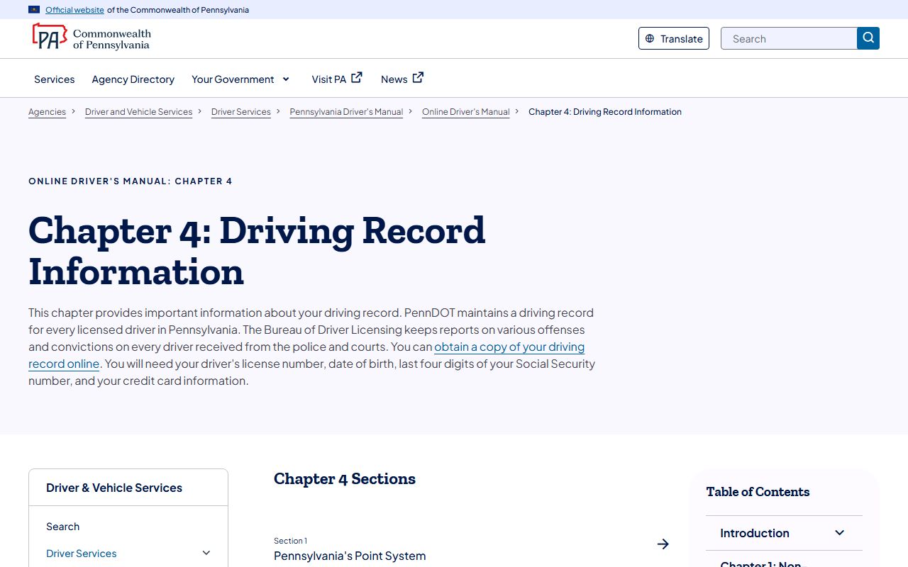 Susquehanna County traffic court records PennDOT driver history information